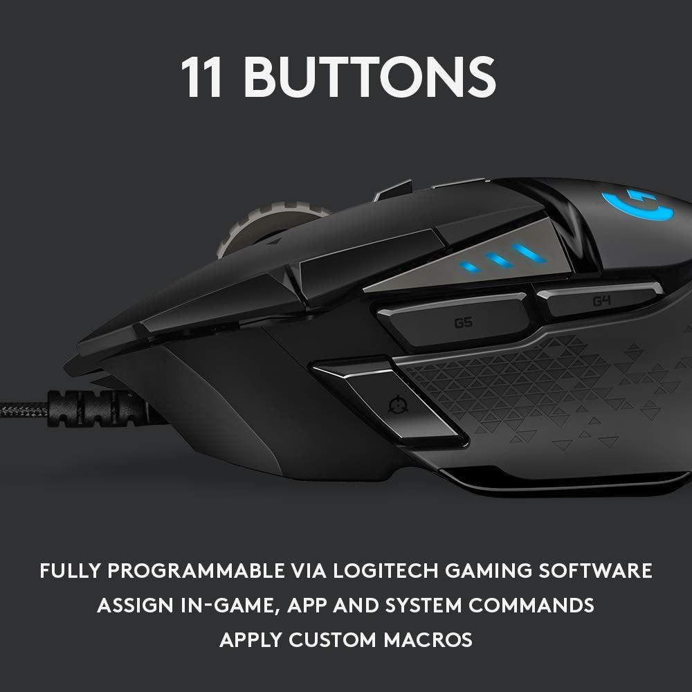 Logitech G502 Hero Wired Gaming Mouse with 25K DPI and RGB Lighting