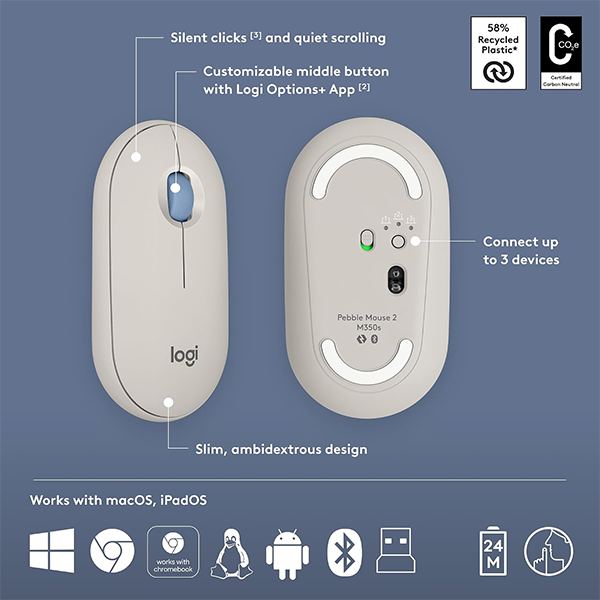 Logitech Pebble 2 Wireless Combo - Sandy - English Only