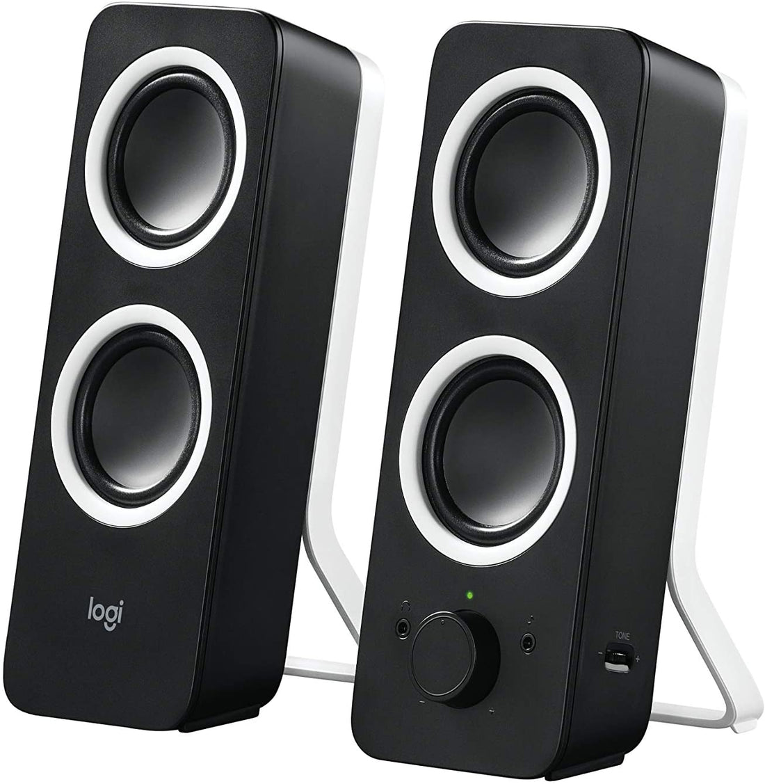 Logitech Z200 Stereo Speakers, 10W Peak Power, Dual 2.5" Drivers, Volume & Bass Control, 3.5mm Input - Black - Rebuy-Box