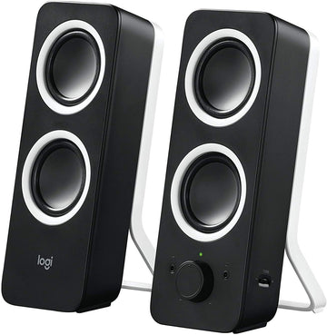 Logitech Z200 Stereo Speakers, 10W Peak Power, Dual 2.5" Drivers, Volume & Bass Control, 3.5mm Input - Black - Rebuy-Box