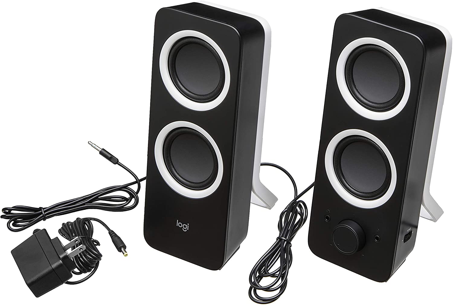Logitech Z200 Stereo Speakers, 10W Peak Power, Dual 2.5" Drivers, Volume & Bass Control, 3.5mm Input - Black - Rebuy-Box