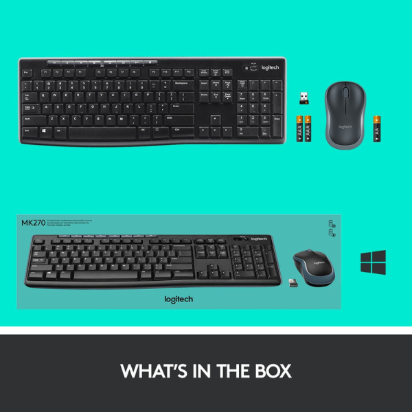 Logitech MK270 Wireless Keyboard and Mouse Combo - Compact Design, Long Battery Life, Unifying Receiver - Rebuy-Box
