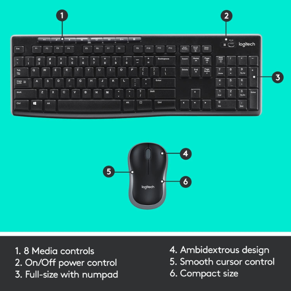 Logitech MK270 Wireless Keyboard and Mouse Combo - Compact Design, Long Battery Life, Unifying Receiver - Rebuy-Box