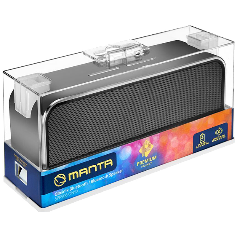 Manta Portable Bluetooth Speaker, 10W, Grey, Wireless, Long Battery Life