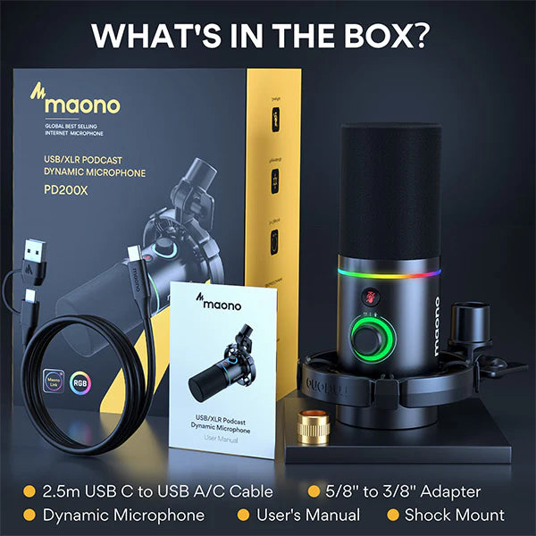 MAONO PD200X Dynamic Microphone White – Overview Shot - Rebuy-Box