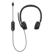 سماعة Microsoft Modern USB السلكية على الأذن، بتحكم في الكابل واتصال USB-A