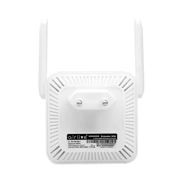 AirLive N3A Wi-Fi Range Extender 2 Antenna 300Mbps - White