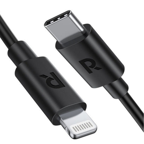 RAVPower 1m Type-C to Lightning Charging Cable, MFi Certified, Fast Charging, Black - Rebuy-Box