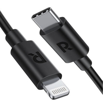 RAVPower 1m Type-C to Lightning Charging Cable, MFi Certified, Fast Charging, Black - Rebuy-Box