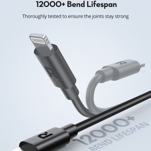 RAVPower 1m Type-C to Lightning Charging Cable, MFi Certified, Fast Charging, Black - Rebuy-Box