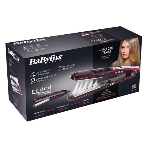 BaByliss I-Pro 230 Steam + Mini Straightener - ST396ALE, Professional Hair Styling Tool - Rebuy-Box