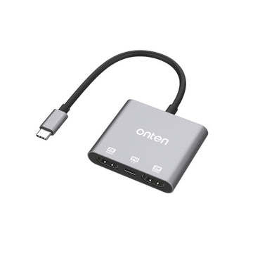 محول Onten USB-C إلى HDMI مزدوج مع PD 3.0 - OTN-9175S - رمادي 
