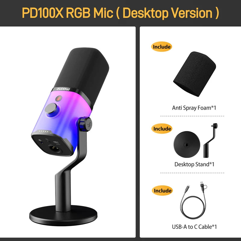 MAONO PD100X Dynamic Microphone – RGB Lighting - Rebuy-Box