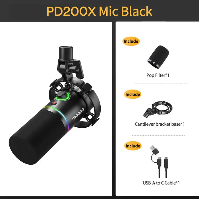 MAONO PD200X – USB/XLR Dynamic Microphone for Streaming,Podcasting & Voice Recording