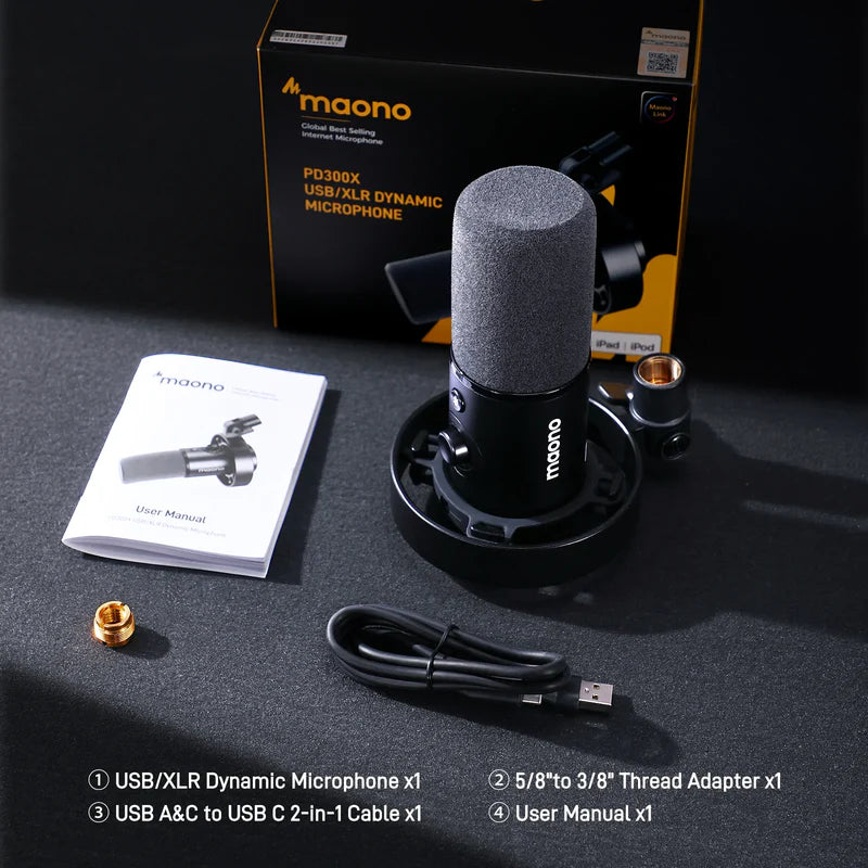 MAONO PD300X USB/XLR Dynamic Microphone – Pro-Level Audio – Photo 6