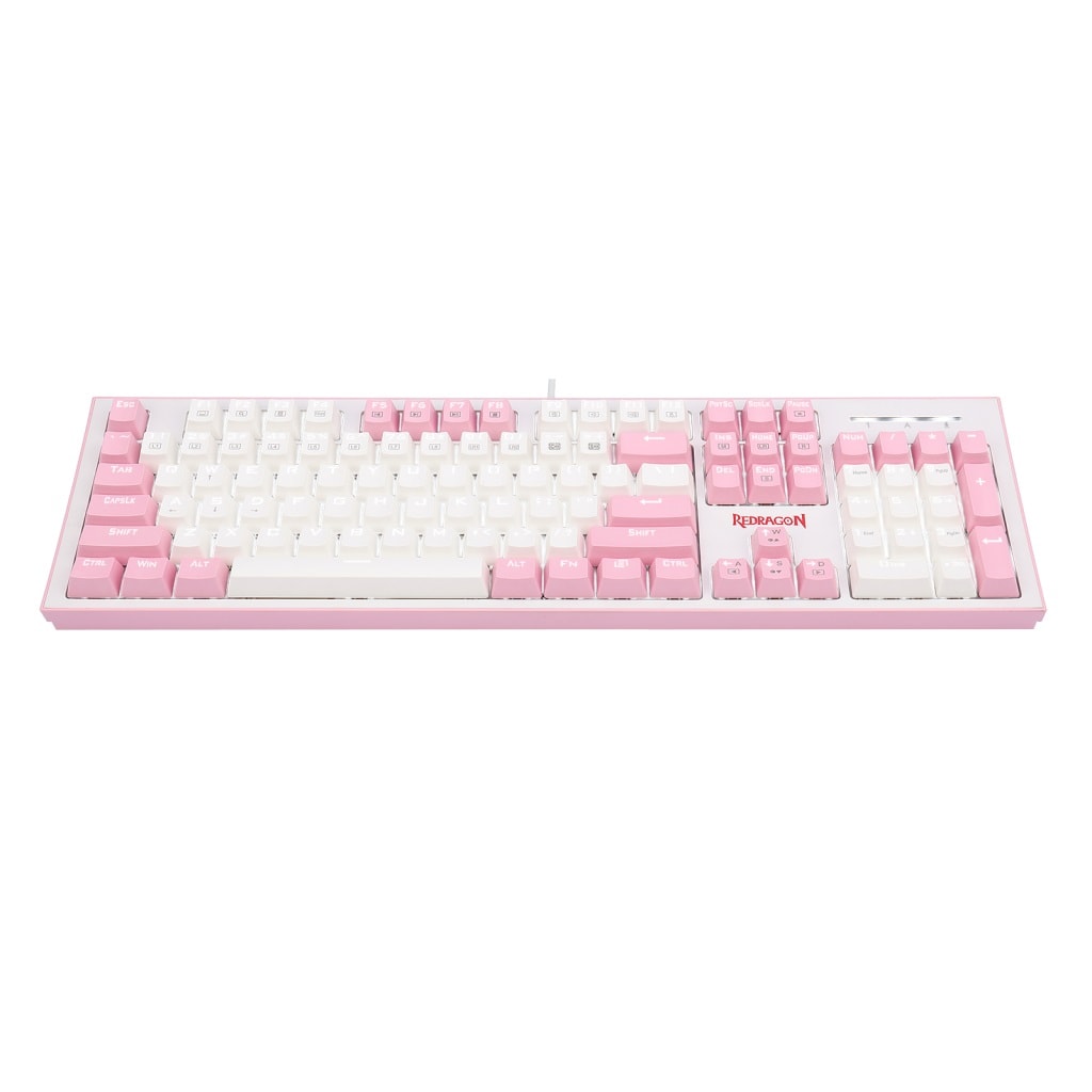 Redragon K623 HADES Mechanical Gaming Keyboard, White LED, Side RGB Lighting, Blue Switches (White) - Rebuy-Box