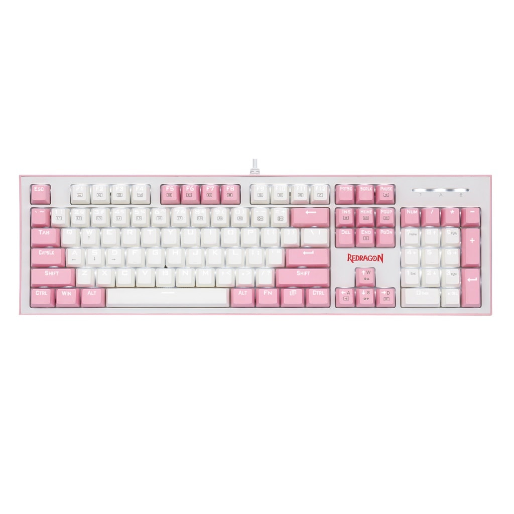 Redragon K623 HADES Mechanical Gaming Keyboard, White LED, Side RGB Lighting, Blue Switches (White) - Rebuy-Box