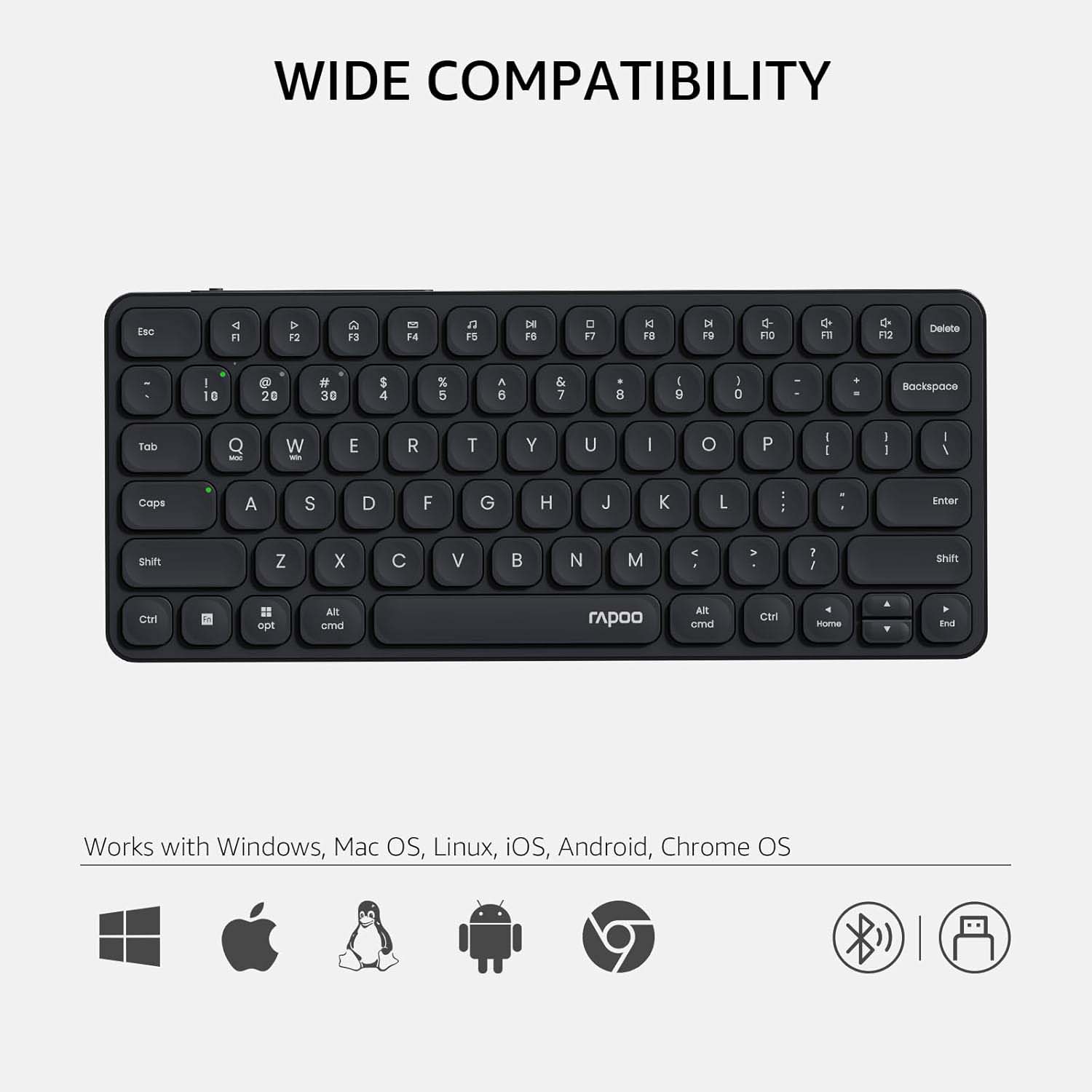 Rapoo Mini E9050L – Ultra-Slim Multi-Mode Wireless Keyboard (Dark Grey)