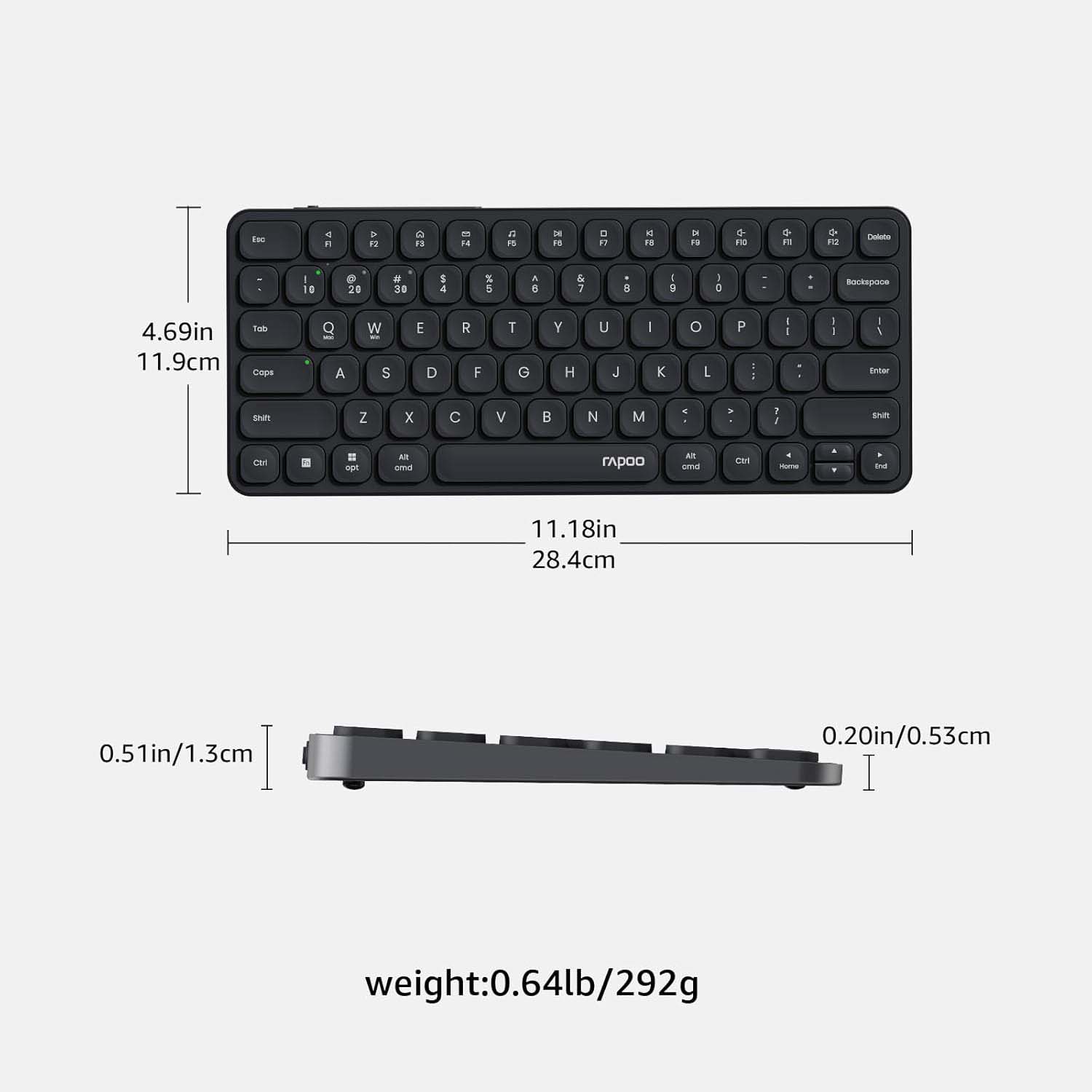 Rapoo Mini E9050L – Ultra-Slim Multi-Mode Wireless Keyboard (Dark Grey)