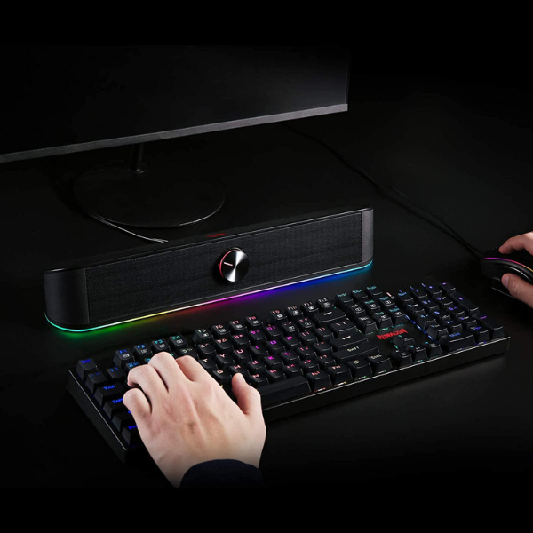 Redragon Adiemus GS560 Stereo Soundbar, 2.0 Channel, RGB Lighting, 3.5mm + USB For RGB - Rebuy-Box