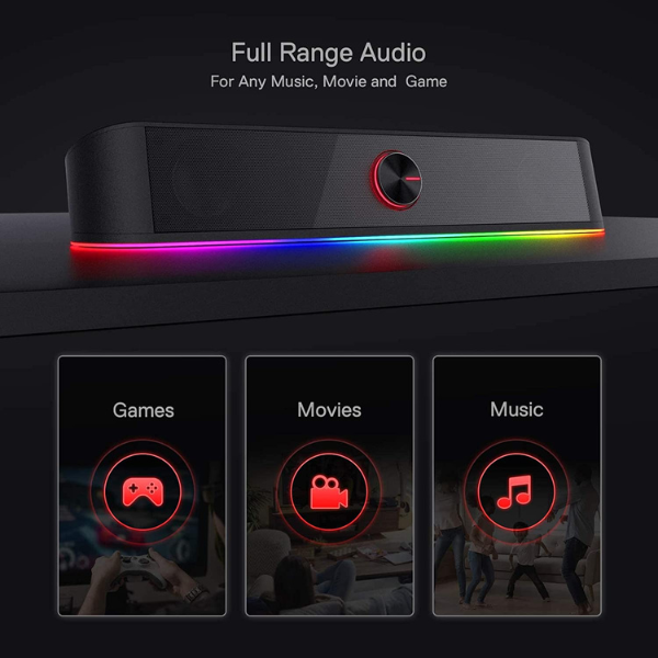 Redragon Adiemus GS560 Stereo Soundbar, 2.0 Channel, RGB Lighting, 3.5mm + USB For RGB - Rebuy-Box