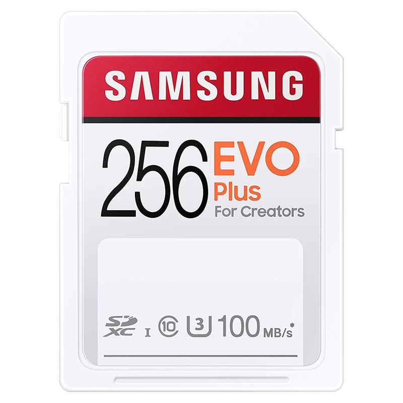Samsung Evo Plus 256GB SD Card, UHS-I U3, 100MB/s Read, 80MB/s Write, 4K UHD, Waterproof, Temperature-Proof