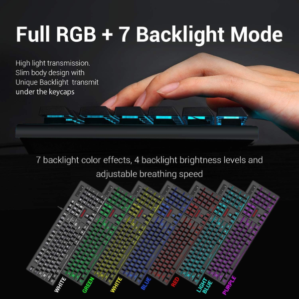 Redragon S107 Keyboard and Mouse Combo, Mechanical Keyboard, RGB Backlighting, Ergonomic Mouse, Programmable Keys - Rebuy-Box