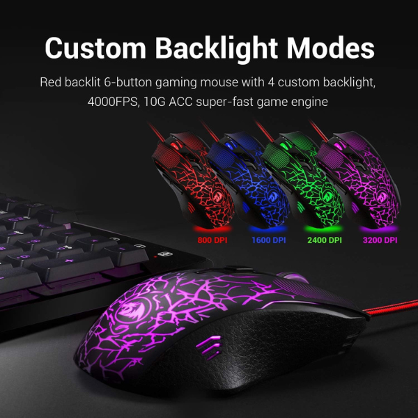 Redragon S107 Keyboard and Mouse Combo, Mechanical Keyboard, RGB Backlighting, Ergonomic Mouse, Programmable Keys - Rebuy-Box