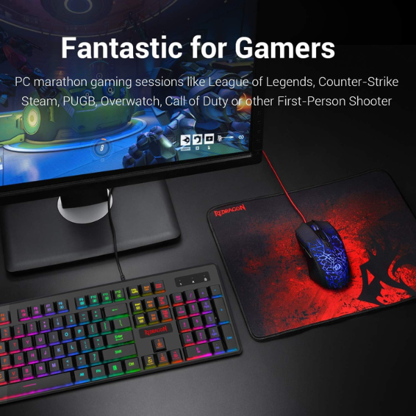 Redragon S107 Keyboard and Mouse Combo, Mechanical Keyboard, RGB Backlighting, Ergonomic Mouse, Programmable Keys - Rebuy-Box