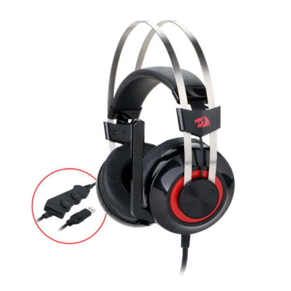 Redragon TALOS H601 Gaming Headset, Wired, Adjustable Headband, Noise-Cancelling Microphone, RGB Lighting, Comfortable Ear Cushions - Rebuy-Box