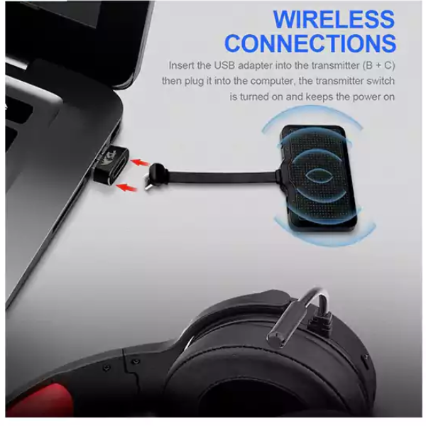 Redragon H818 PRO RGB Pelops Pro Wireless Gaming Headset, Bluetooth/AUX, Adjustable Headband, Noise-Cancelling Microphone, Long Battery Life - Rebuy-Box