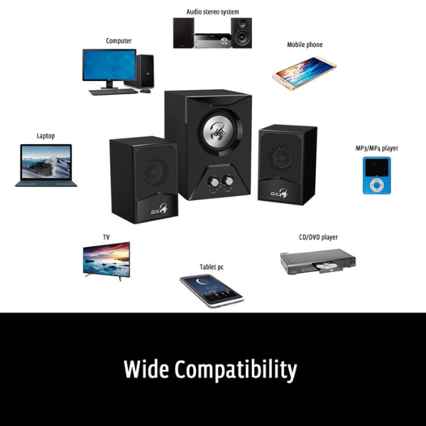 Genius Gaming Speaker System SW-G2.1 – 15W, 2.1 Channel, Deep Bass, Subwoofer - Rebuy-Box