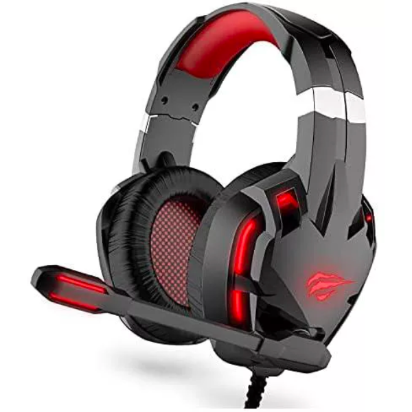 HAVIT GAMENOTE HV-H2001U Gaming Headset, 7.1 Surround Sound, USB Connectivity, Red LED Lighting, Noise-Cancelling Microphone - Rebuy-Box