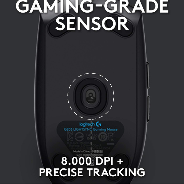 Logitech G203 Wired Gaming Mouse, 8000 DPI, RGB Lighting, 6 Programmable Buttons, Lightweight Design - Rebuy-Box