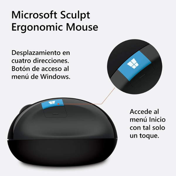 Microsoft Sculpt Ergonomic Mouse, Wireless, Comfort Design, Thumb Scoop - Rebuy-Box
