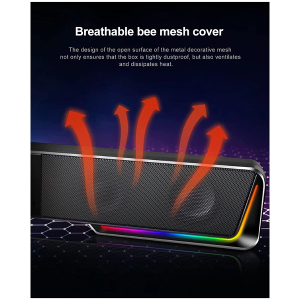 Redragon GS570 Gaming Speakers, 2.0 Channel, RGB Lighting, 6W Output, USB Powered, Black - Rebuy-Box