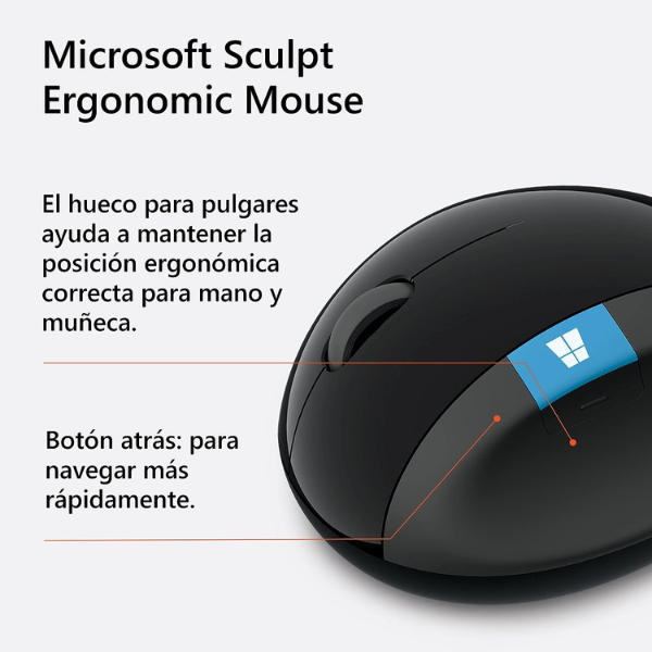 Microsoft Sculpt Ergonomic Mouse, Wireless, Comfort Design, Thumb Scoop - Rebuy-Box