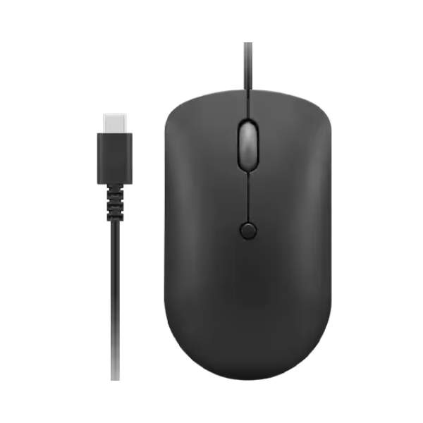 Lenovo 400 USB-C Wired Compact Mouse, Lightweight Design, 1600 DPI Optical Sensor, Black - Rebuy-Box