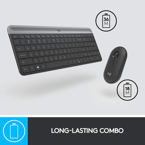 Logitech MK470 Wireless Slim Keyboard and Mouse Combo - Ultra-Quiet, Compact, Black - Rebuy-Box