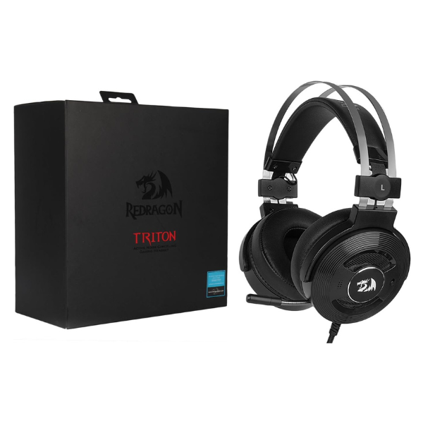 Redragon H991 TRITON Wired Active Noise-Cancelling Gaming Headset, Over-Ear Design, Adjustable Headband, Comfortable Ear Cushions - Rebuy-Box