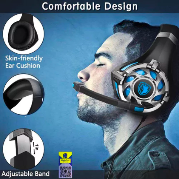 Sades SA-822 Wired Gaming Headset with Microphone, Surround Sound, Adjustable Headband, Noise-Isolating, Black - Rebuy-Box