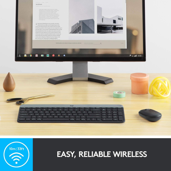 Logitech MK470 Wireless Slim Keyboard and Mouse Combo - Ultra-Quiet, Compact, Black - Rebuy-Box