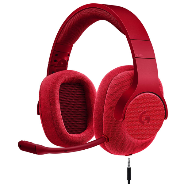 Logitech G433 Surround Wired Gaming Headset, 7.1 Surround Sound, Red, DTS Headphone , Noise-Cancelling Microphone, Lightweight Design - Rebuy-Box