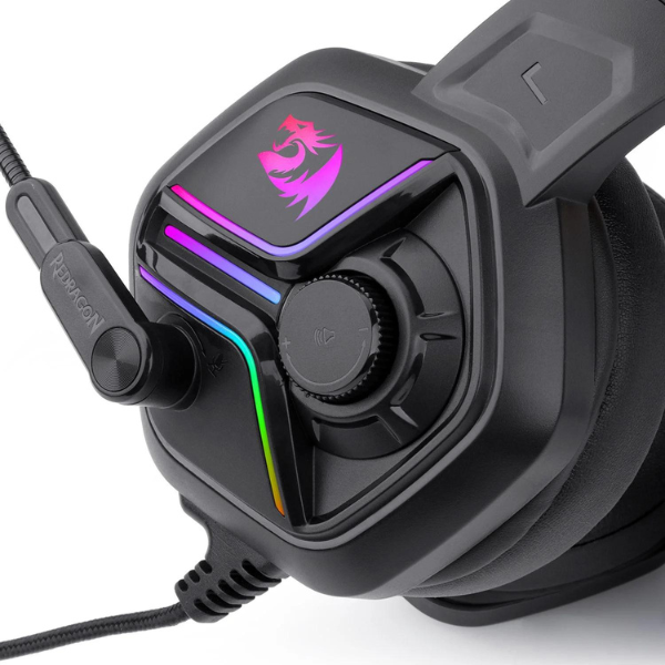 Redragon Ajax H230 Gaming Headset, LED Lighting, Noise-Cancelling Microphone, Over-Ear Design, Black - Rebuy-Box