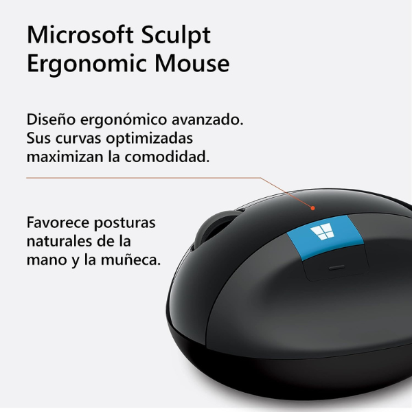 Microsoft Sculpt Ergonomic Mouse, Wireless, Comfort Design, Thumb Scoop - Rebuy-Box