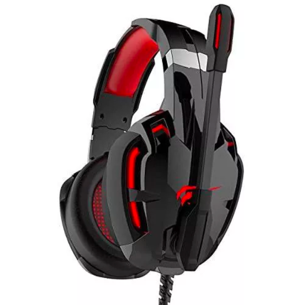 HAVIT GAMENOTE HV-H2001U Gaming Headset, 7.1 Surround Sound, USB Connectivity, Red LED Lighting, Noise-Cancelling Microphone - Rebuy-Box