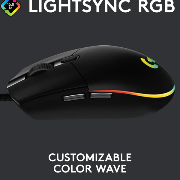 Logitech G203 Wired Gaming Mouse, 8000 DPI, RGB Lighting, 6 Programmable Buttons, Lightweight Design - Rebuy-Box