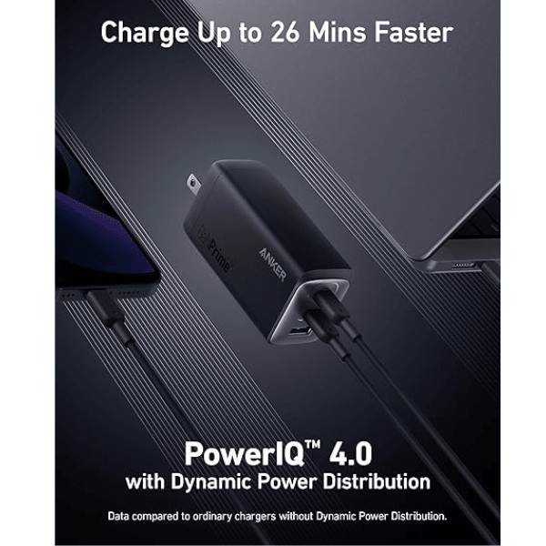 Anker 737 GaNPrime 120W 3-port wall charger for MacBook Pro – front view