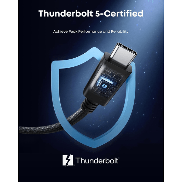 Anker Prime Thunderbolt 5 Cable A84N1P12 Black with Thunderbolt 5 Certification for Peak Performance and Reliable High-Speed Connectivity - Rebuy-Box