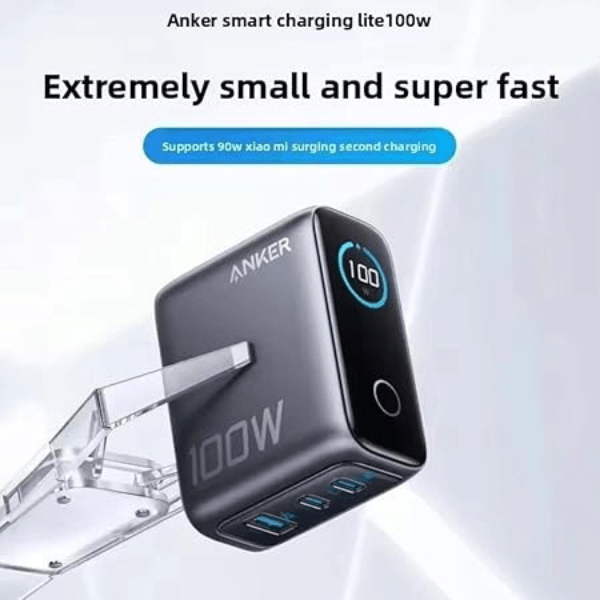 Anker Zolo 100W GaN 3-Port Wall Charger Dark Grey with Smart Display, Compact Design and 100W Fast Charging - Rebuy-Box